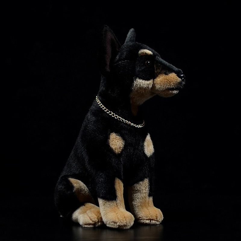 Kawaii Cute Dobermann Dog Realistic Animal Plush Stuffed Toy