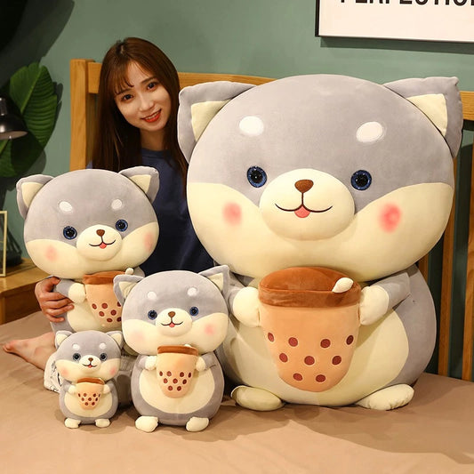 Kawaii Shiba Inu Dog Bubble Tea Stuffed Animal Plush Toy