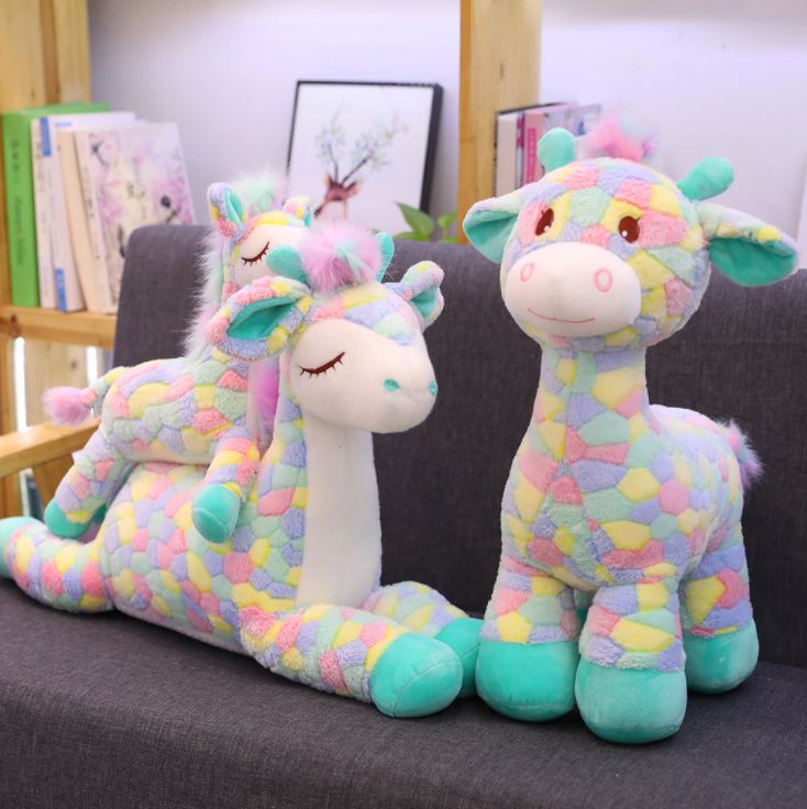 Kawaii Cute Soft Rainbow Giraffe Animal Plush Stuffed Toy