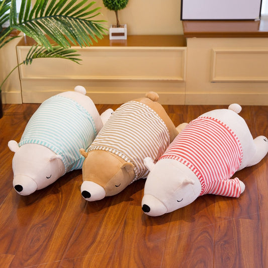 Kawaii Cute Long Sleeping Polar Bear Sweater Stuffed Plush Pillow Toy