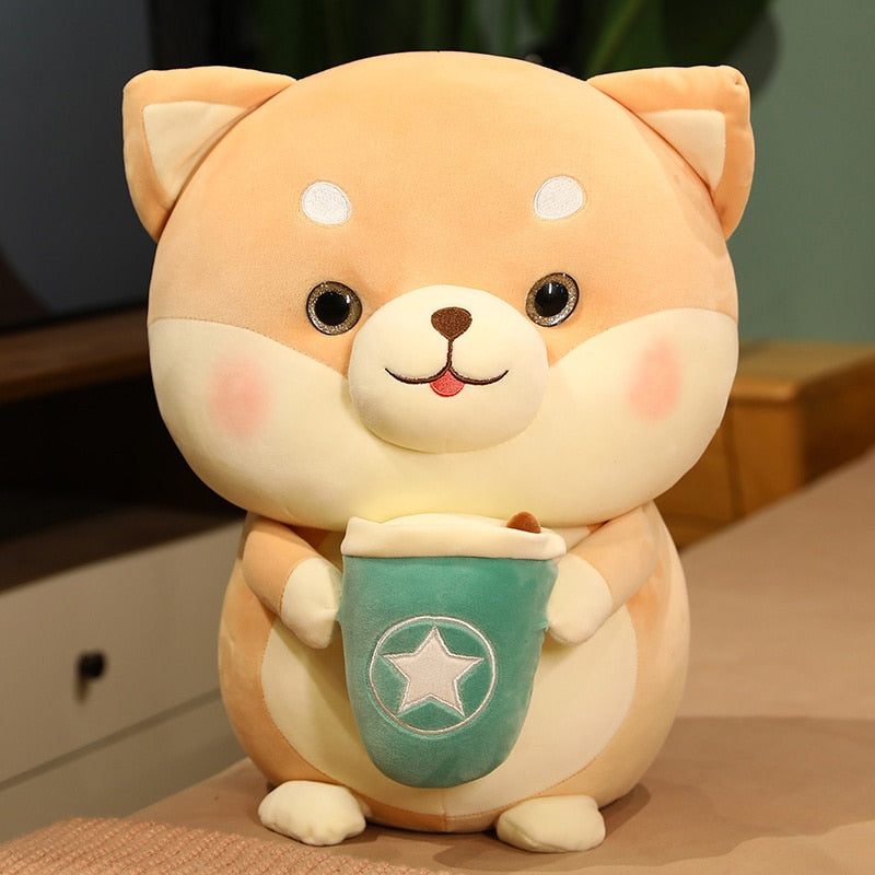 Kawaii Shiba Inu Dog Bubble Tea Stuffed Animal Plush Toy