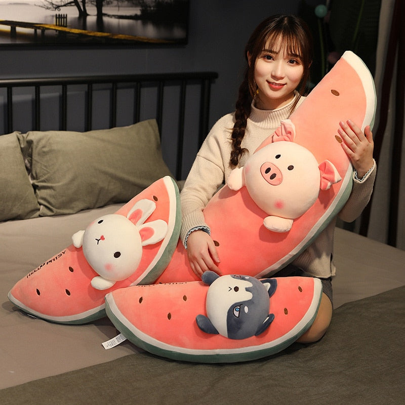 Kawaii Cute Long Fruit Watermelon Animal Plush Stuffed Toy