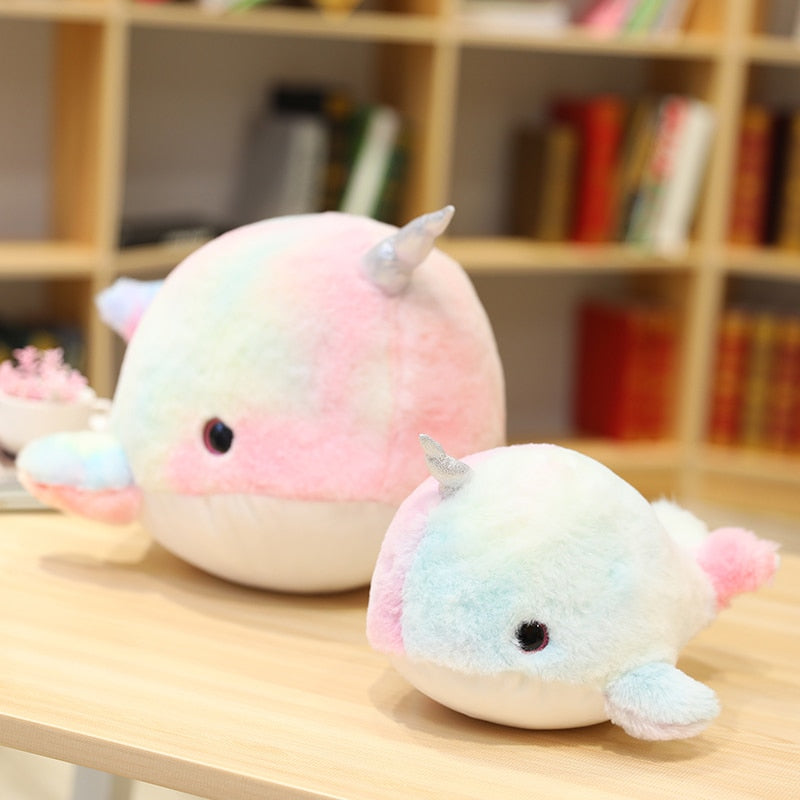 Kawaii Cute Rainbow Narwhal Sea Animal Plush Stuffed Toy