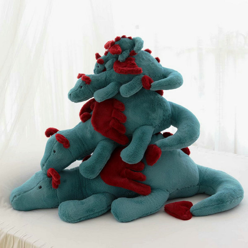 Kawaii Cute Big Fluffy Lying Winged Dragon Animal Plush Stuffed Toy