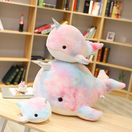Kawaii Cute Rainbow Narwhal Sea Animal Plush Stuffed Toy