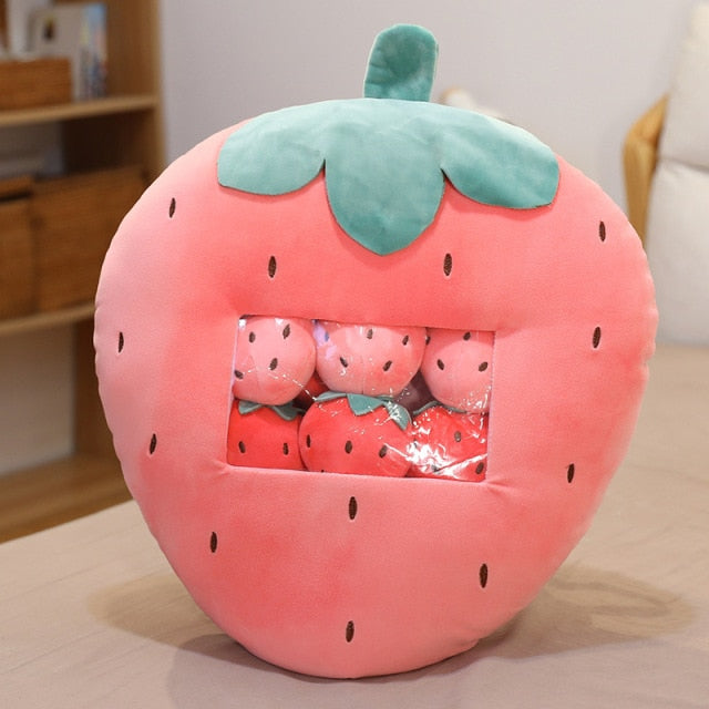 Kawaii Cute Animal Fruit Banana Strawberry Avocado Carrot Snack Plush Pillow Toy Bag