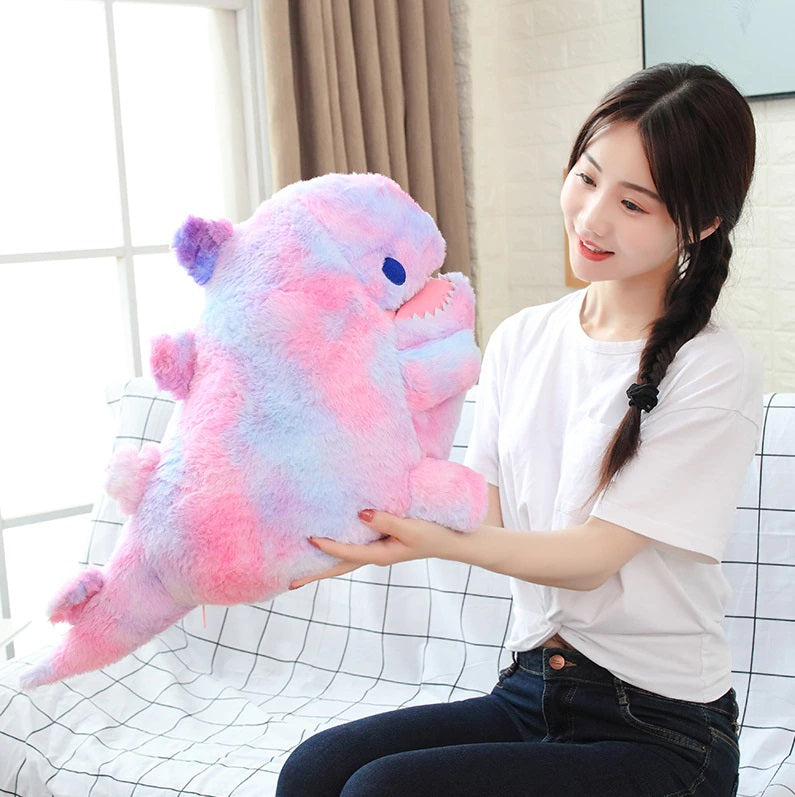 Kawaii Cute Big Colorful Rainbow Dinosaur Blanket Plush Stuffed Toy