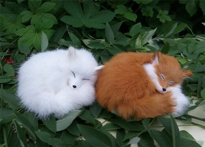 Sleeping Fox Realistic Plush Doll Figure