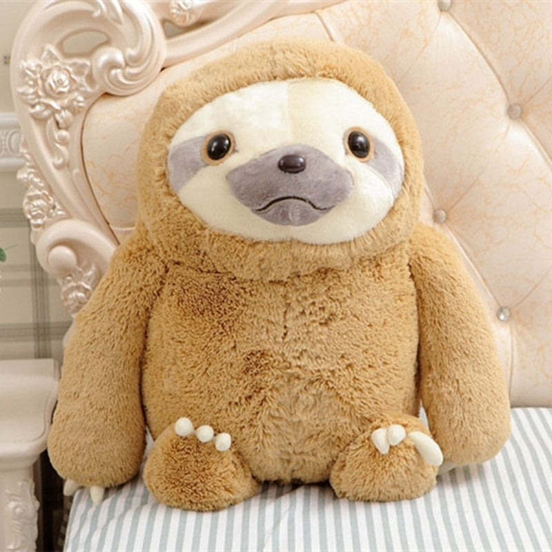 Kawaii Cute Big White Brown Sloth Animal Plush Stuffed Toy