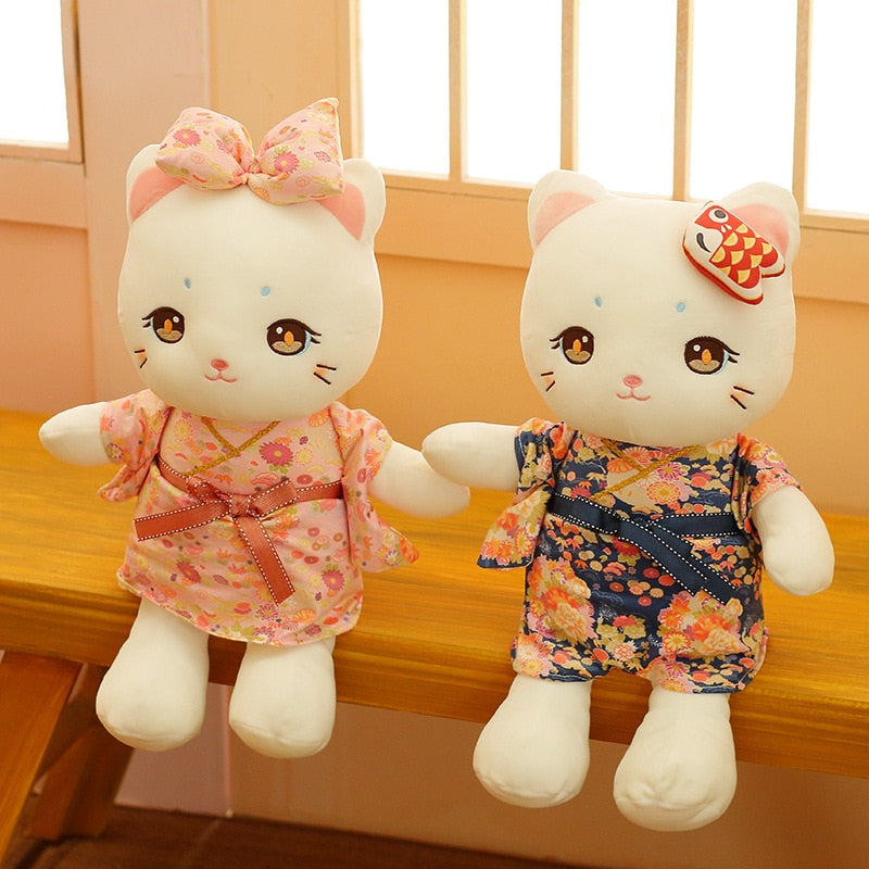 Kawaii Cute Japanese Kimono Cat Neko Animal Stuffed Plush Toy