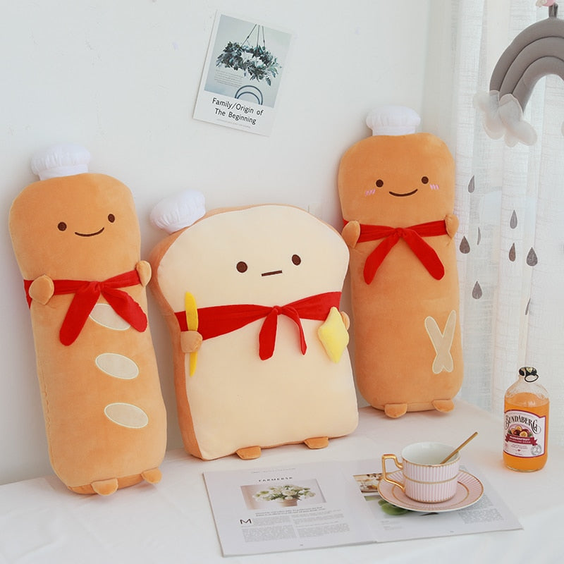 Kawaii Cute Toast Bread Baguette Food Stuffed Plush Toy