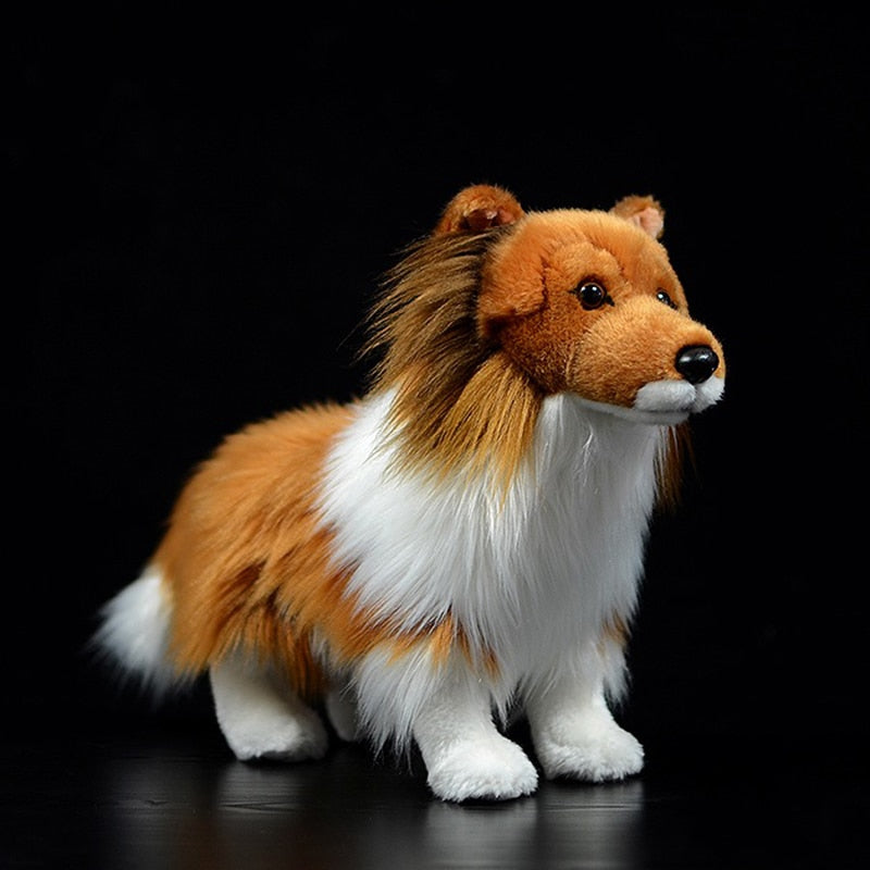 Kawaii Cute Collie Dog Realistic Animal Plush Stuffed Toy