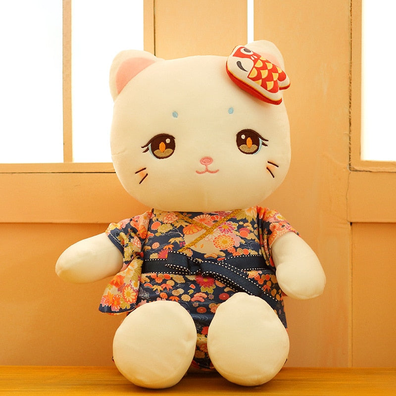 Kawaii Cute Japanese Kimono Cat Neko Animal Stuffed Plush Toy