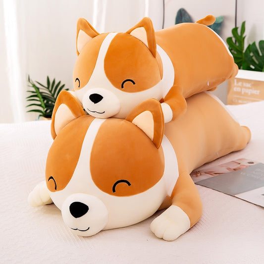 Kawaii Cute Long Corgi Dog Stuffed Animal Plushies Body Pillow Toy